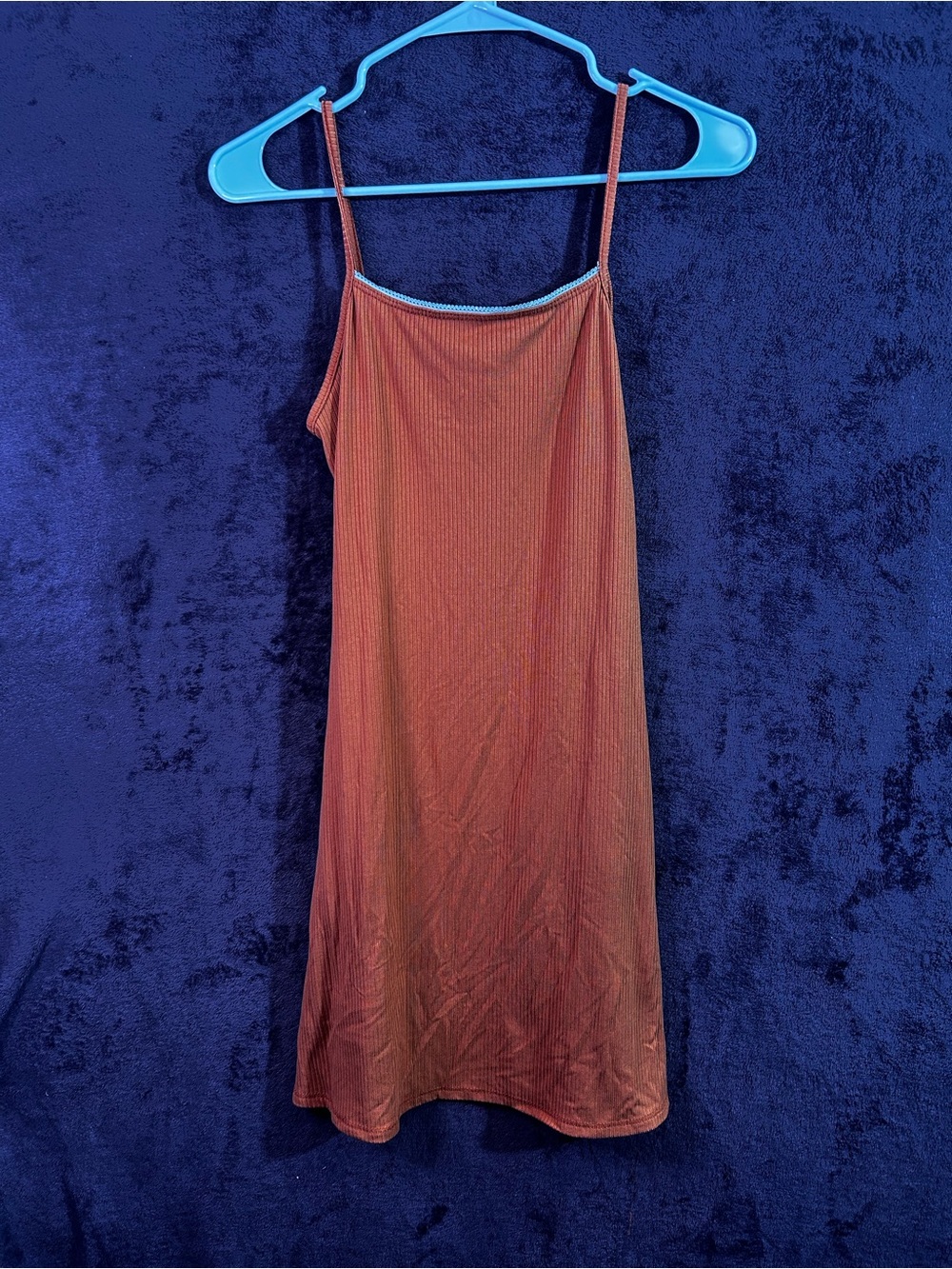 See You Monday Rust Slip Dress with Spaghetti Straps